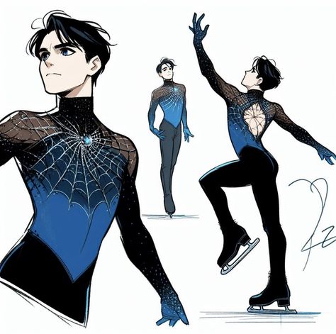 Male Ice Skater Outfit, Skates Reference, Ice Skating Outfit Men, Anime Ice Skater, Figure Skating Outfits Men, Ice Skating Drawing Reference, Ice Skating Reference, Figure Skating Outfits Costumes, Ice Skating Art