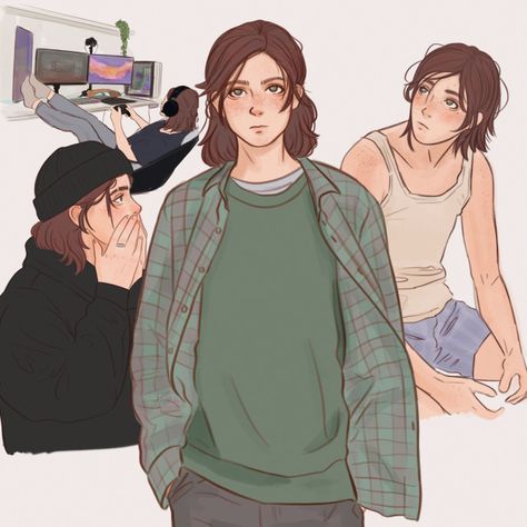 caspervi on Tumblr The Last Of Us Modern Au, Ellie Art, Ellie Tlou Fanart, Dina Tlou Fanart, The Last Of Us Ellie And Riley Fanart, Modern Ellie Williams, Tlou Fanart Ellie, Ellie Williams Fanart Modern, Ellie Williams Fanart