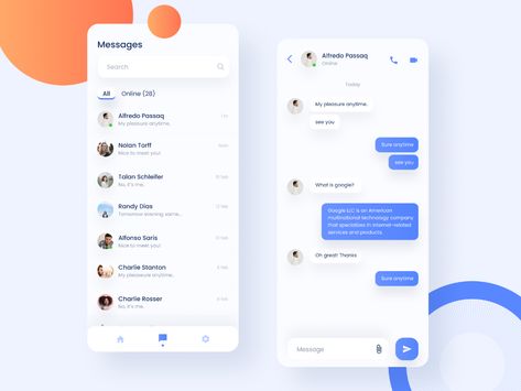 Direct messaging mobile app design by Ankit Kadian on Dribbble Chat App Ui Design, Chat App Design, Mobile Chat App, Apps Ideas, Chatbot Design, Message Ideas, Video Chat App, Ux Mobile, Mobile Web Design