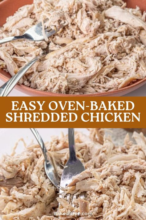 Make tender shredded chicken effortlessly with this easy oven recipe. Perfect for salads, sandwiches, or as a protein addition. Baked Chicken Breast For Shredding, Baked Chicken To Shred, Baked Chicken For Shredding, How To Make Shredded Chicken In Oven, Oven Roasted Shredded Chicken, Easiest Way To Make Shredded Chicken, Shredded Chicken Bake, Shredded Chicken In Oven, Oven Baked Shredded Chicken