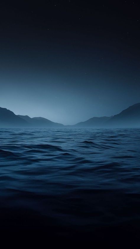 Dark Ocean Aesthetic Wallpaper, Dark Blue Ocean Aesthetic, Blue Ocean Background, Iphone Dynamic Wallpaper, Nature Iphone Wallpaper, Dark Landscape, Iphone Wallpaper Landscape, Ocean Wallpaper, Beautiful Night