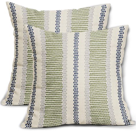 PRICES MAY VARY. Linen High Quality Material: Made of high-quality polyester linen material, thick, soft, breathable and comfortable. Our navy blue green grey gray boho pillow covers are a great choice for a quick way to change up your home decor. Warm reminder: Pillowcase ONLY, insert not included. Size: 16x16 inches (40cm X 40cm).Our navy blue green throw pillow covers are printed with the same graphic design on both sides, so you can place them however you like. Our bohemian throw pillow cove Blue Green Throw Pillows, Lime Green Pillows, Green Pillows Decorative, Blue Accent Pillow, Bohemian Throw Pillows, Green Pillow Covers, Long Cushion, Grey Pillows, Green Home Decor