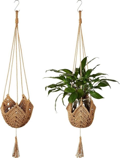 Amazon.com: Shappy 2 Packs Macrame Plant Hangers Jute Crochet Plant Indoor Boho Hanger Large Hanging Wall Plants with 2 S Shaped Hooks for Outdoor Home Decorations Fence Planters Plant Flower Pots : Patio, Lawn & Garden Wall Plants, Indoor Plant Hangers, Fence Planters, Jute Hanging, Plant Indoor, Wall Hanging Basket, Macrame Hanger, Crochet Plant, Plant Hangers