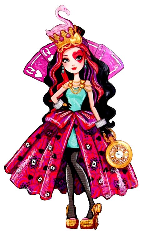 Lizzie Hearts Lizzie Hearts is a 2013-introduced and all-around character. She is part of Alice's Adventures in Wonderland as the next Queen of Hearts, and she is a student at Ever After High. In the destiny conflict, she is on the Royal side because of years of family dedication, practice, and belief of destiny in general. Per their escape to Ever After, all the escaped Wonderlandians transferred from Wonderland High to Ever After High. Top Villains, Ever After High Rebels, Lizzie Hearts, To Wonderland, Moster High, Raven Queen, Monster High Art, Adventures In Wonderland, Ever After High