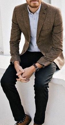 Brown Blazer Outfit Men, Sports Jacket Outfit Men, Brown Blazer Men, Casual Outfits Business, Sports Jacket Outfit, Sport Coat Outfit, Nails Business, Business Nails, Blazer Outfits Men