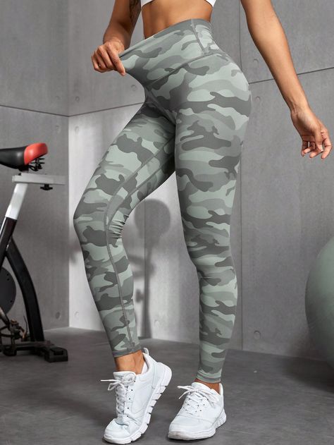 High Wideband Waist Running Yoga Stretch Camo Print LeggingsI discovered amazing products on SHEIN.com, come check them out! Stylish Leggings, Leopard Print Leggings, Yoga Stretches, Stretch Leggings, Print Leggings, Wide Waistband, Camo Print, Trending Dresses, Printed Leggings