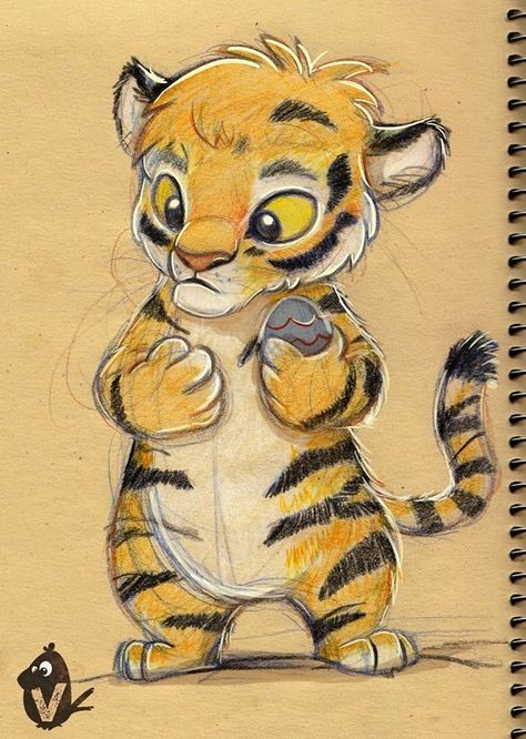 Kawaii Tiger Drawing, Tiger Cub Drawing, Tiger Sketch, Zoo Ideas, Tiger Drawing, Cartoon Tiger, Tiger Illustration, Draw Animals, Drawing Animals