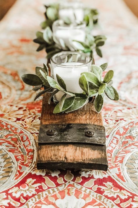 Wine Stave Candle Holder, Bourbon Barrel Decor, Wine Barrel Diy, Bourbon Wedding, Whiskey Barrel Decor, Wine Barrel Crafts, Wine Barrel Decor, Barrels Diy, Whiskey Barrel Wedding