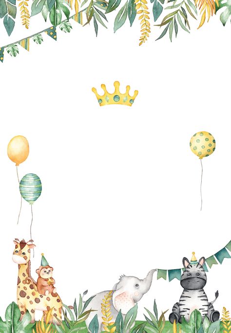 Safari Birthday Invitation Template, Safari Birthday Invitation, Jungle Theme Birthday Party, Safari Invitations, 1st Birthday Invitation Template, Safari Animals Birthday, Animal Birthday Invitation, Baby Birthday Invitations, Hawaiian Party Decorations