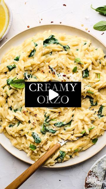 Maria Lichty | Two Peas & Their Pod on Instagram: "CREAMY ORZO

This creamy and cheesy orzo pasta dish is easy to make and super satisfying. It takes less than 30 minutes to make and can be served as a main dish or side dish. Every bite is packed with cozy deliciousness! 

➡️ COMMENT ORZO and I will DM you the clickable link to the recipe! 

#orzo #spinach #cheese #comfortfood #dinner #twopeasandtheirpod #recipe #huffposttaste #beautifulcuisines" Orzo Side, Orzo Spinach, Cheesy Orzo, Creamy Orzo, Spinach Cheese, Orzo Pasta, Pasta Dish, Orzo, Main Dish