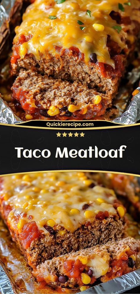 A delightful twist on the classic comfort food, Taco Meatloaf brings the vibrant flavors of Tex-Mex cuisine to your table. Loaded with tangy salsa, crunchy corn chips, and a blend , this meatloaf promises to be a crowd-pleaser for gatherings or a satisfying family dinner. Ingredients • 6 oz corn chips. • 2 lbs lean ground beef. • 1 1/2 cups corn and black bean salsa Bring the taste of a taco fiesta to your kitchen with this irresistible Taco Meatloaf, perfect for a family feast! Spicy Meatloaf, Corn And Black Bean Salsa, Taco Meatloaf, Taco Dishes, Corn And Black Bean, Crunchy Corn, Meatloaf Dinner, Dinner Ingredients, Black Bean Salsa