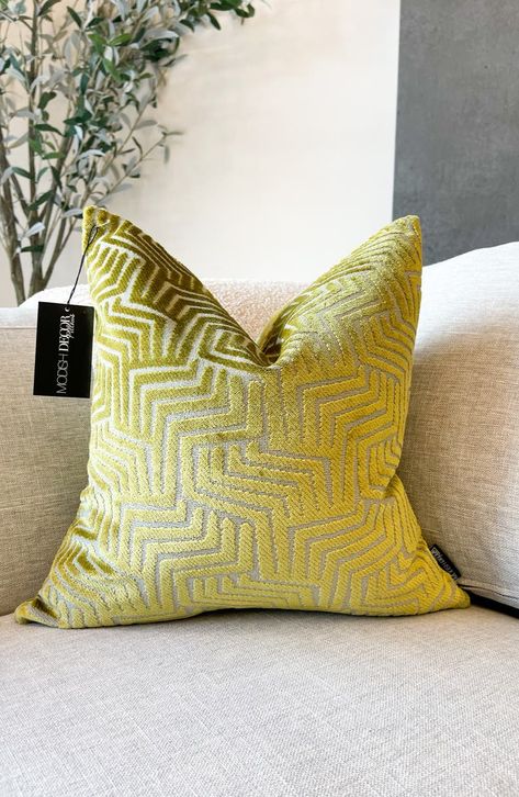 Green velvet pillow