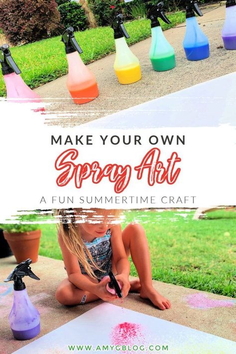 Make your own spray bottle art to entertain your kids this summer! You only need a few things and there are tons of different ways to get them engaged! #spraypaintartforkids #summerartprojects #spraypaintartideasforkids #sprayartideas #howtomakesprayartpaint #kidssummeractivities Spray Bottle Art, Wall Decor Ideas Farmhouse, Boho Wall Decor Ideas, Timeout Corner, Bottle Art Projects, Quarantine Activities, Summertime Crafts, Summer Art Projects, Art Activities For Toddlers