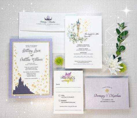 Tangled Theme Wedding Invitations, Disney Theme Wedding Invitations, Rapunzel Fairy Tale, Theme Wedding Invitations, Tangled Theme, Disney Themed Wedding, Disney Wedding Invitations, Wedding Disney, Disney Wedding Theme