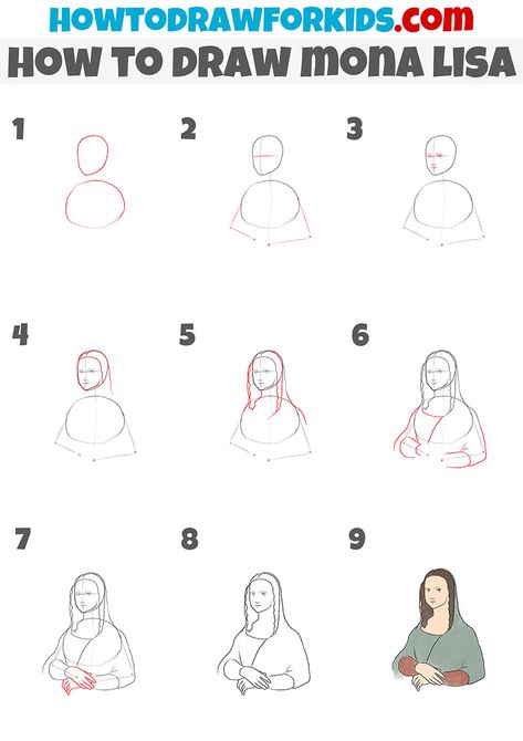 how to draw mona lisa step by step Mona Lisa Pose Reference, How To Paint The Mona Lisa, How To Draw The Mona Lisa, Mona Lisa Outline, How To Draw Mona Lisa Step By Step, How To Draw Mona Lisa, Mona Lisa Painting Easy, Mona Lisa Drawing Sketch, Mona Lisa Art Project