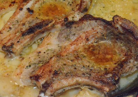 Baked Pork Loin Chops, Au Gratin Potatoes Recipe, Gratin Potatoes Recipe, Au Gratin Potatoes Easy, Baked Pork Loin, Oven Pork Chops, Baked Pork Tenderloin, Au Gratin Potato Recipes, Au Gratin Potatoes