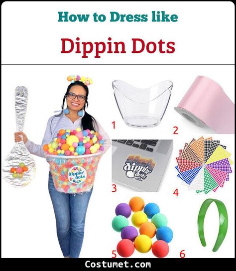 Dippin Dots Costume, Wear A Headband, Dippin Dots, Ice Cream Mix, Dot Logo, Ice Cream Cart, How To Tie Ribbon, Ice Cream Brands, Costume For Halloween