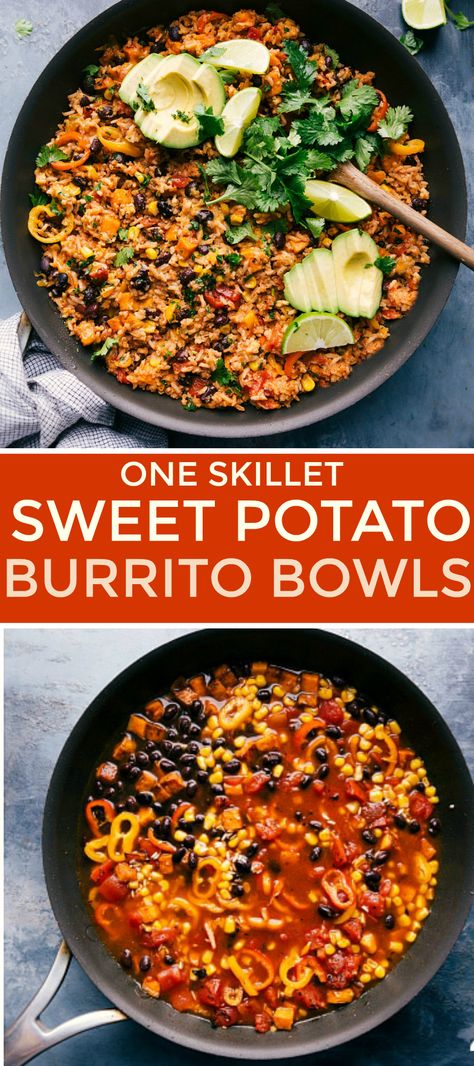 Sweet Potato Burrito Bowl, Potato Burrito Bowl, Vegetarian Burrito Bowl, Potato Burrito, Sweet Potato Burrito, Healthy Burrito Bowl, Mexican Sweet Potatoes, Sweet Potato Rice, Vegetarian Burrito