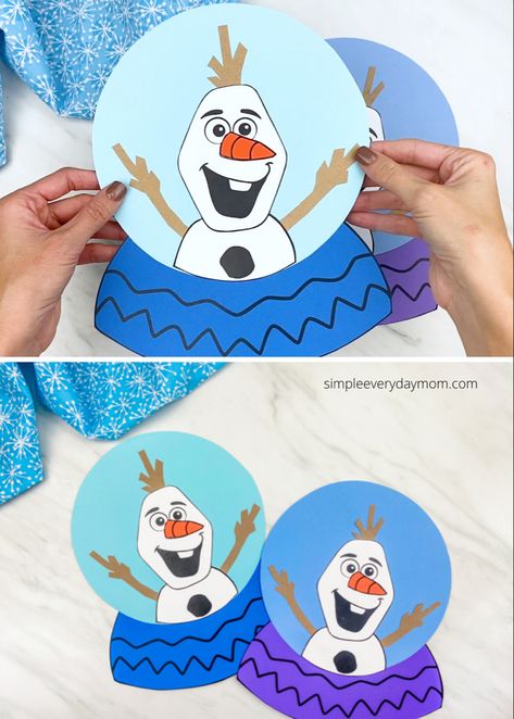 Kids love Disney’s Frozen? If so theyll love this Olaf snow globe craft. Download the free printable and make it this winter! Olaf Snow Globe, Disney Related Activities, Frozen Arts And Crafts, Frozen Craft Ideas, Frozen Arts And Crafts For Kids, Olaf Crafts Preschool, Frozen Crafts For Toddlers, Frozen Activities For Kids, Disney Arts And Crafts