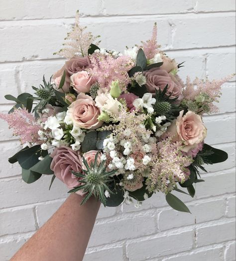 Dusky Pink Flowers Wedding, Dusky Pink Bouquet, Dusky Pink Wedding Flowers, Roses Eucalyptus Bouquet, Majorca Wedding, Dusty Pink Wedding Flowers, Dusky Pink Wedding, Cream Wedding Bouquet, Dusty Pink Weddings