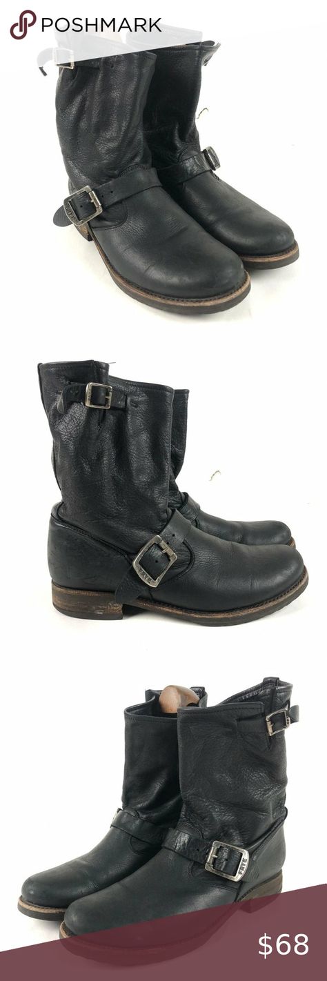 Frye Phillip Ankle Harness Leather Boots Size 8 Priority Mail, Leather Boots, Boots, Leather, Black