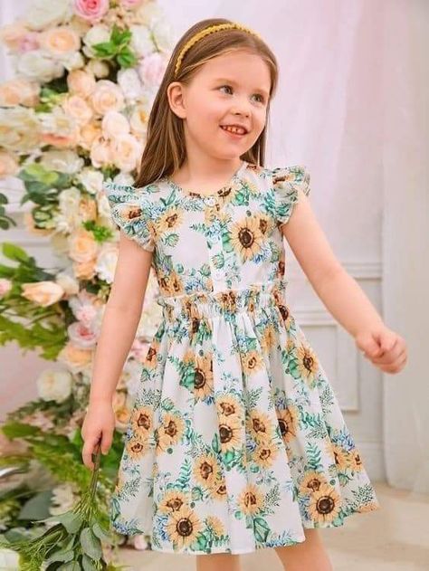 Kids Frocks Design Cotton, Fashion Trending Moodboard, Women Dresses Casual Summer, Princess Dress Kids, Frocks Design, Sewing Easy, Print Butterfly, Patterned Midi Dress, Kids Frocks Design