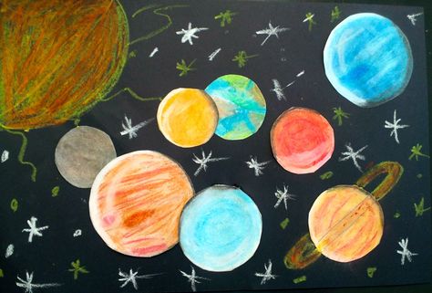 The lesson plan blog of fifth-year elementary art teacher Mrs. Nguyen (Formerly Ms. Gram). Classroom Management Ideas, Solar System Art, 5th Grade Art, Solar Systems, Arts Integration, Planets Art, Oil Pastel Art, The Solar System, Middle School Art