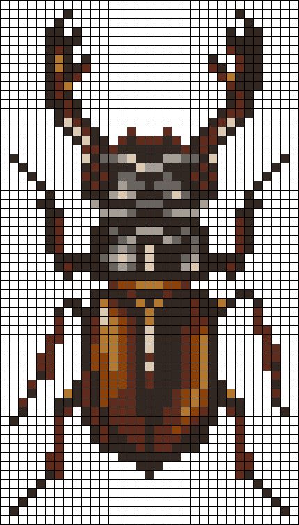 Insect Cross Stitch Pattern, Pixel Beetle, Insect Alpha Pattern, Beetle Alpha Pattern, Bug Alpha Pattern, Bug Perler Bead Patterns, Moth Alpha Pattern, Bug Pixel Art, Alpha Graph