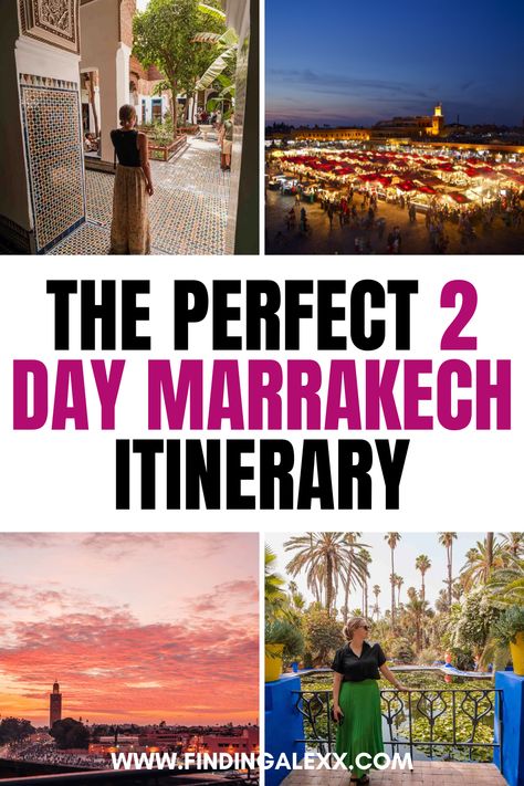 Maximize your time in Marrakech with our detailed two-day itinerary! Discover iconic landmarks like Jemaa el-Fnaa, explore vibrant souks, and indulge in local cuisine. This guide provides essential tips and must-see attractions for an unforgettable experience in Morocco's enchanting city. Things To Do In Marrakech, Africa Adventure, Marrakech Morocco, Second Day, Africa Travel, Iconic Landmarks, Marrakech, Morocco, Travel Tips