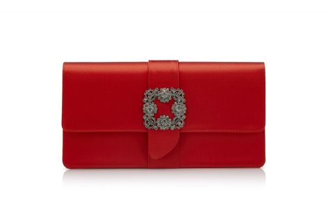 Manolo Blahnik Capri Clutch in Red SatinRed satin rectangular clutch bag featuring flap-over design and crysta Manolo Blahnik Red, Satin Clutch, Red Clutch, Red Accessories, Red Satin, Creative Home, Women Accessories Bags, Gucci Dionysus, Clutch Wallet