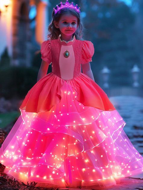 PRICES MAY VARY. Design:Girls princess peach dress with smooth organza,tulle and cotton lining, we also design it be light up, will be great gift for girls to play trick or treat. Size: princess rosalina costume for girls age at 3-8years old.there is a ziper back side, veary easy to wear. Include: Princess peach costumes Include 1 glow Dress+1 glow Headband+1 glow Sceptre, present 4PCs small safty batteries. For: Super bros princess dress for girls birthday gift, Halloween outfit,trick or treat, Halloween Costumes For Little Kids Girl, Halloween Costume 3 Year Girl, Mario Bros Halloween Costumes Family, Uncommon Costumes, Halloween Costumes For 8 Year Girl, Super Mario Bros Halloween Costumes, Princess Family Costumes, Girls Costume Ideas Kids, Disney Halloween Party Costumes