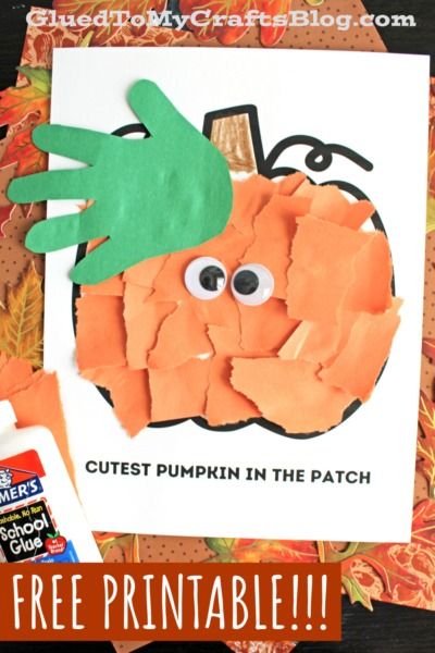 Torn Paper Pumpkin Craft Idea For Fall - Glued To My Crafts Preschool Crafts Pumpkin, Toddler Pumpkin Crafts Art Projects, Easy Pumpkin Craft Preschool, Pumpkin Craft Toddler, Paper Pumpkin Craft Preschool, Simple Pumpkin Craft, Torn Paper Pumpkin Craft, Preschool Crafts November, Toddler Fall Crafts Preschool