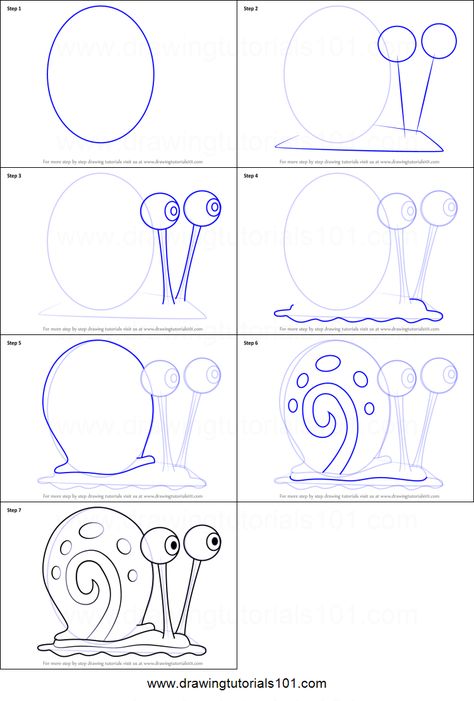 How to Draw Gary the Snail from SpongeBob SquarePants Printable Drawing Sheet by DrawingTutorials101.com Spongebob Simple Drawing, How To Draw Gary The Snail Step By Step, Spongebob Drawings Step By Step, Stuff To Draw Step By Step, Spongebob Nail Art Step By Step, Things To Draw Spongebob, Spongebob Drawings Easy Cute, How To Draw Printables, Gary Drawing Spongebob