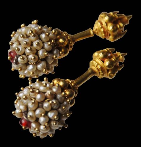 Gold & Pearl (Bugdi or Koppu) Ear Studs - Michael Backman Ltd Upper Ear Earrings, Temple Jewellery Earrings, Gold Pearl Jewelry, Buy Gold Jewelry, Fine Gold Jewelry, Real Gold Jewelry, Antique Gold Jewelry, Ear Earrings, Gold Jewelry Earrings