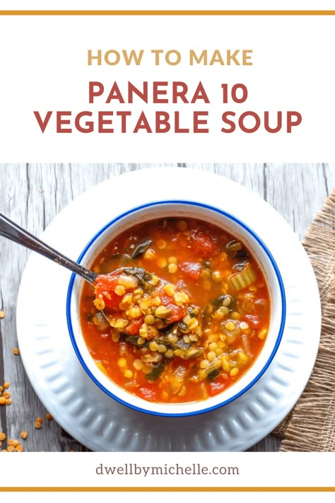 Panera Vegetable Soup Recipe, Panera 10 Vegetable Soup, 10 Vegetable Soup, Appetizer Bread, Panera Recipes, Copycat Panera, Recipes By Ingredients, Vegetable Soup Recipe, Panera Bread