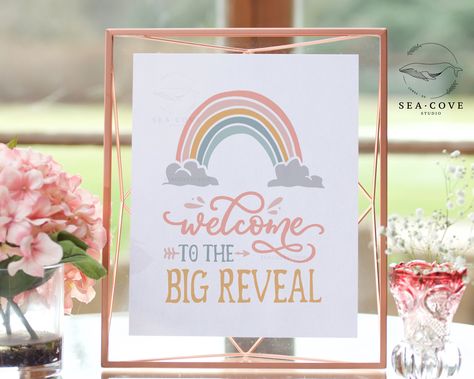 Gender Reveal Welcome Table, Bohemian Gender Reveal Party, Boho Rainbow Gender Reveal Party, Boho Gender Reveal Party Decorations, Rainbow Theme Gender Reveal, Pastel Rainbow Gender Reveal Party, Rainbow Gender Reveal Ideas, Rainbow Baby Gender Reveal Ideas, Boho Rainbow Gender Reveal