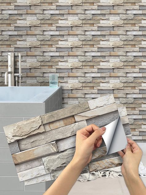 7pcs Brick Pattern Wall Paper | SHEIN USA 3d Wallpaper Home, Self Adhesive Wall Tiles, Stone Tile Wall, Wall Stickers Wallpaper, Diy House Renovations, Cheap Wall Stickers, Wall Stickers 3d, Kitchen Wall Stickers, Tile Wallpaper