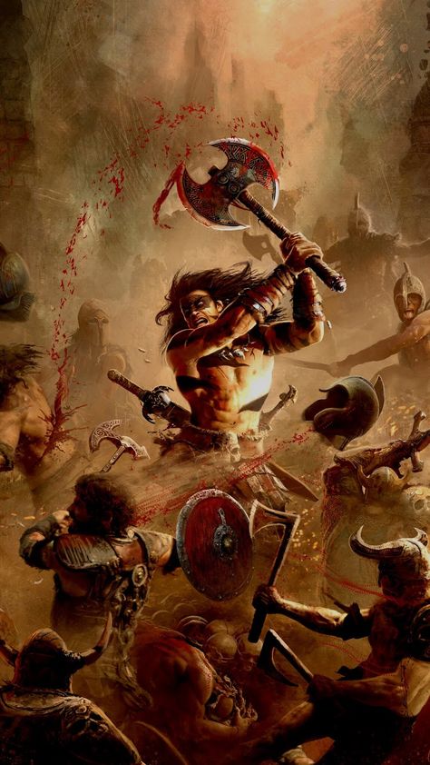 Conan The Barbarian, Red Sonja, Geek Art, Dnd Art, Matte Painting, Arte Fantasy, Fantasy Warrior, Medieval Art, Fantasy Illustration