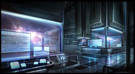 Laboratory by SebastianWagner.deviantart.com on @deviantART Futuristic Laboratory, Technology City, Spaceship Interior, Episode Backgrounds, Sci Fi Environment, Futuristic Interior, Arte Cyberpunk, Futuristic Art, Futuristic City