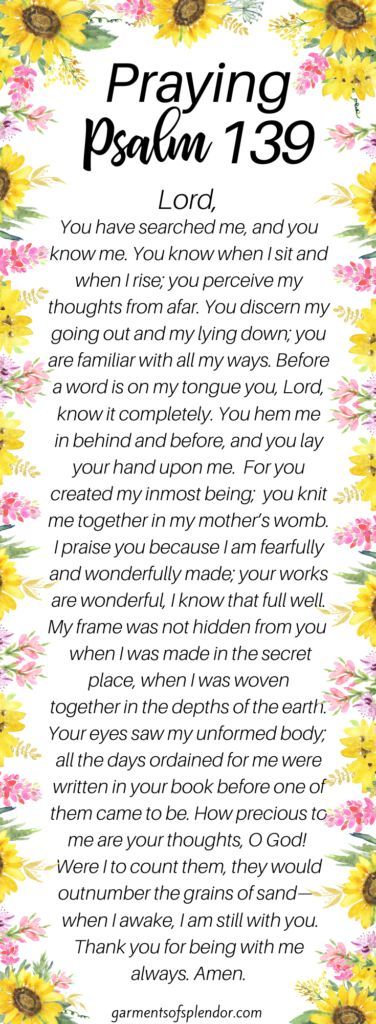 Prayers For Self Worth, Prayers For Health And Healing Get Well, Prayers For Self, Psalm Prayers, Prayers For Health And Healing, Teach Your Daughters, Beautifully And Wonderfully Made, Psalms 139, Praying The Psalms