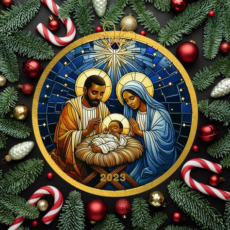 2023 Black Nativity Scene Ornament Keepsake Heirloom - Etsy Black Nativity Scene, Nativity Scene Ornaments, Black Nativity, Heirloom Christmas, Religious Ornaments, Slate Art, Ornament Design, Christmas Scenes, Holy Family