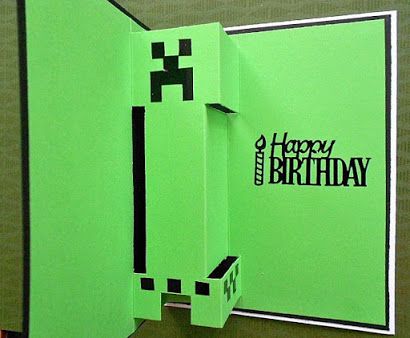 Minecraft Pop Up Card, Minecraft Birthday Cards Handmade, Minecraft Card Ideas, Minecraft Cards Handmade, Minecraft Dort, Minecraft Cards, Minecraft Card, Minecraft Birthday Card, Teacher Birthday Card