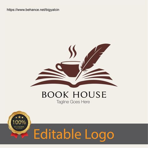 Editable Book Logo Design / Blogger Logo Design / Author Logo / Writer Logo / Book Store Logo / Book House Logo / Book Seller Logo Design Book Logo Aesthetic, Logo Writer, Book Logo Design Ideas, Book Store Logo, Book Logo Design, Author Logo, Book Seller, Writer Logo, Blogger Logo