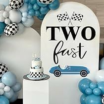 Two Fast Birthday Decor, Fast Birthday Decorations, 2nd Birthday Backdrop, Two Fast Birthday, Race Car Themes, Boy Birthday Decorations, Car Theme, Arch Backdrop, Car Themes