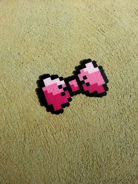 Perler Beads Ideas, Hello Kitty Bow, Plastic Bottle Flowers, Pink Bow Tie, Pearl Beads Pattern, Easy Perler Beads Ideas, Melty Beads, Perler Bead Templates, Iron Beads