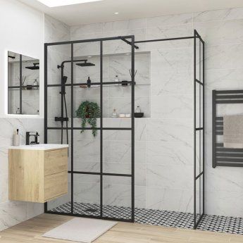 Signature Icon Wet Room Panel | SIGN100614 | 760mm | 8mm | Clear Black Framed Shower Screen, Koti Diy, Walk In Shower Enclosures, Bedroom Ensuite, Wet Room Shower, Shower Panel, Master Shower, Wet Room, Bathroom Idea