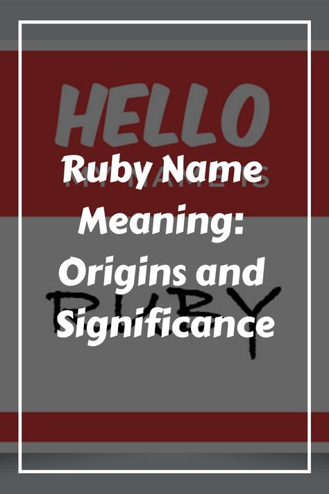 Ruby is a name that has been gaining popularity in recent years. It is a unisex name, but it is more commonly used for girls. The name Ruby has Latin origins Ruby Name, Top 100 Names, Random Encounters, Max And Ruby, Unisex Name, Name Origins, Classic Names, People Names, Name Generator