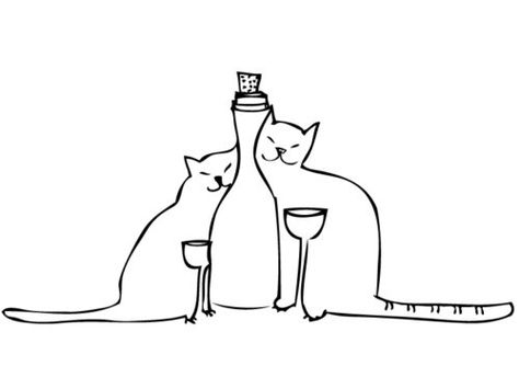 Cat Drinking Wine Drawing, Wine Tattoo, Wine Tshirts, Children Painting, Non Alcoholic Wine, Cat Wine, Cat Sketch, Can Drink, Best Friend Photoshoot