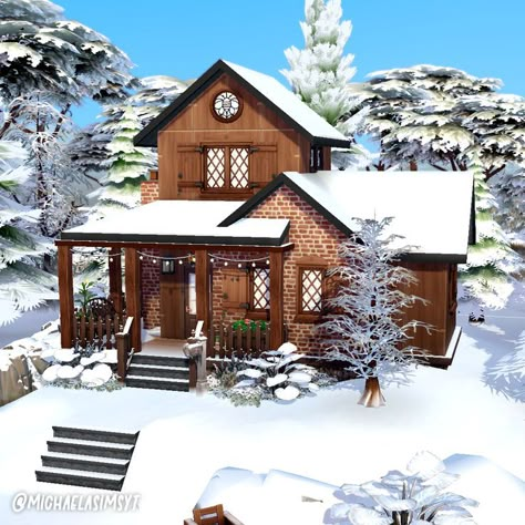 Sims 4 Cabin In The Woods, Log Cabin Sims 4, Sims Cabin House, Snowy Escape House, Snowy Escape House Sims 4, Cozy House Sims 4, Sims 4 Winter House, Cabin Sims 4, Sims 4 Cozy House