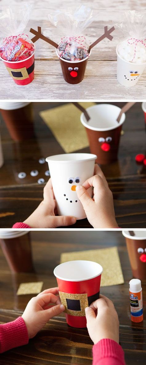 Decorated Cups, Diy Christmas Gifts For Kids, Snowman Costume, Santa Cups, Christmas Snack, Gifts Homemade, Easy Christmas Treats, Celebrate Birthday, Christmas Cups